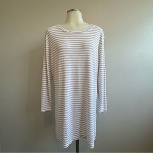 Old Navy Women's White and Beige Striped Long Sleeve Tunic Top Size L